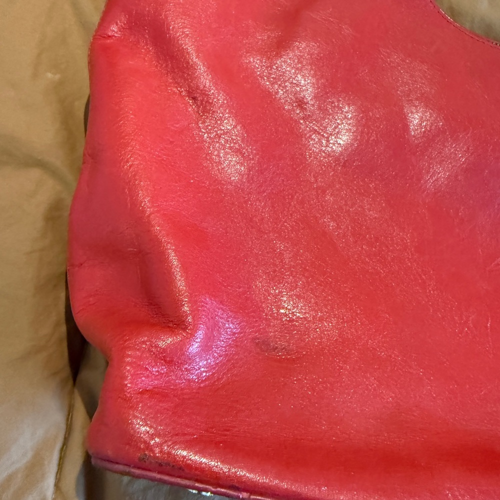 Tory Burch Red Orange bombe Leather Tote - Picture 3 of 4